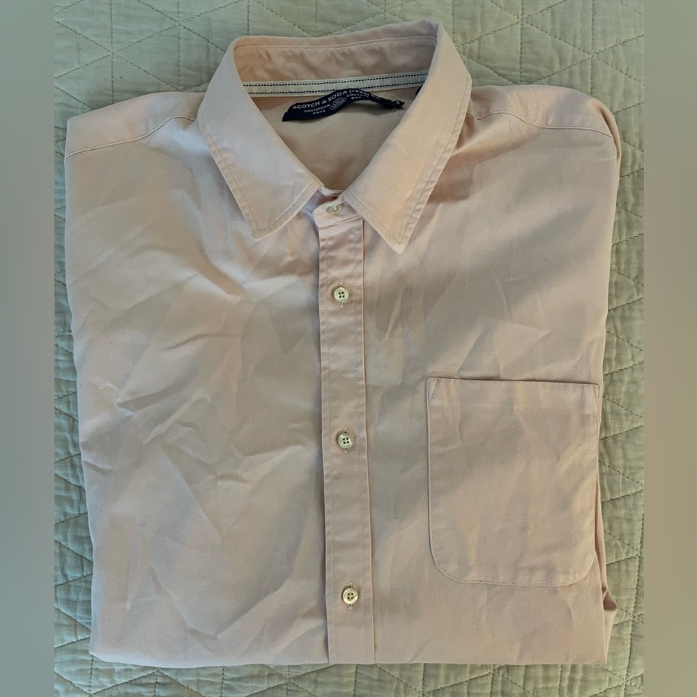 SCOTCH & SODA Stretch Cotton Twill Straight Hem Sport Shirt in Dusty Rose Size L